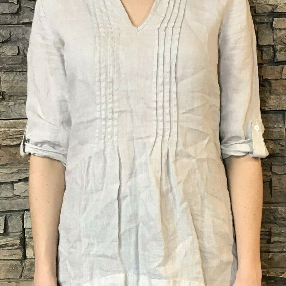 Cynthia Rowley Linen Blouse 3/4 Sleeve (Ivory) XS